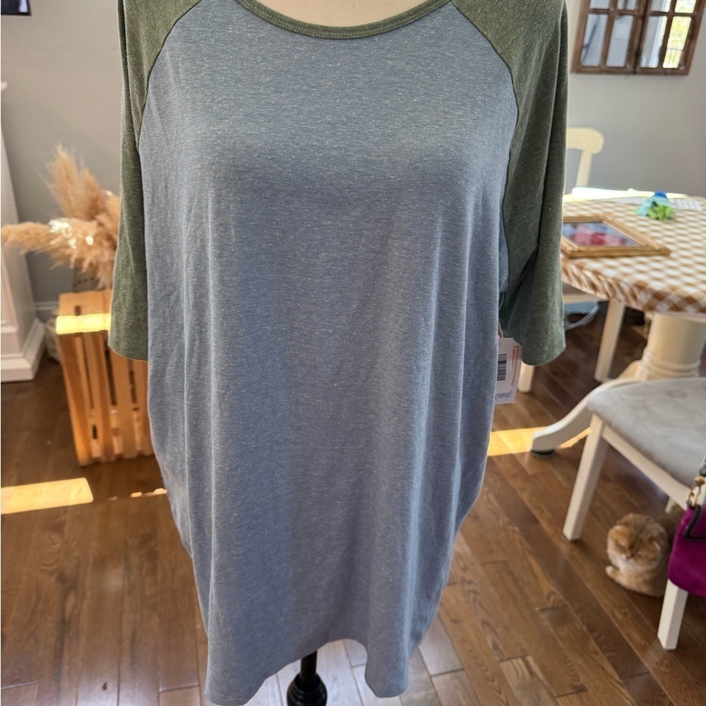 LuLaRoe Irma Women's Green and Blue Top
